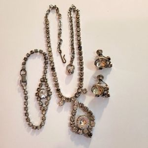 Vintage Rhinestones Necklace, Bracelet & Earrings Set